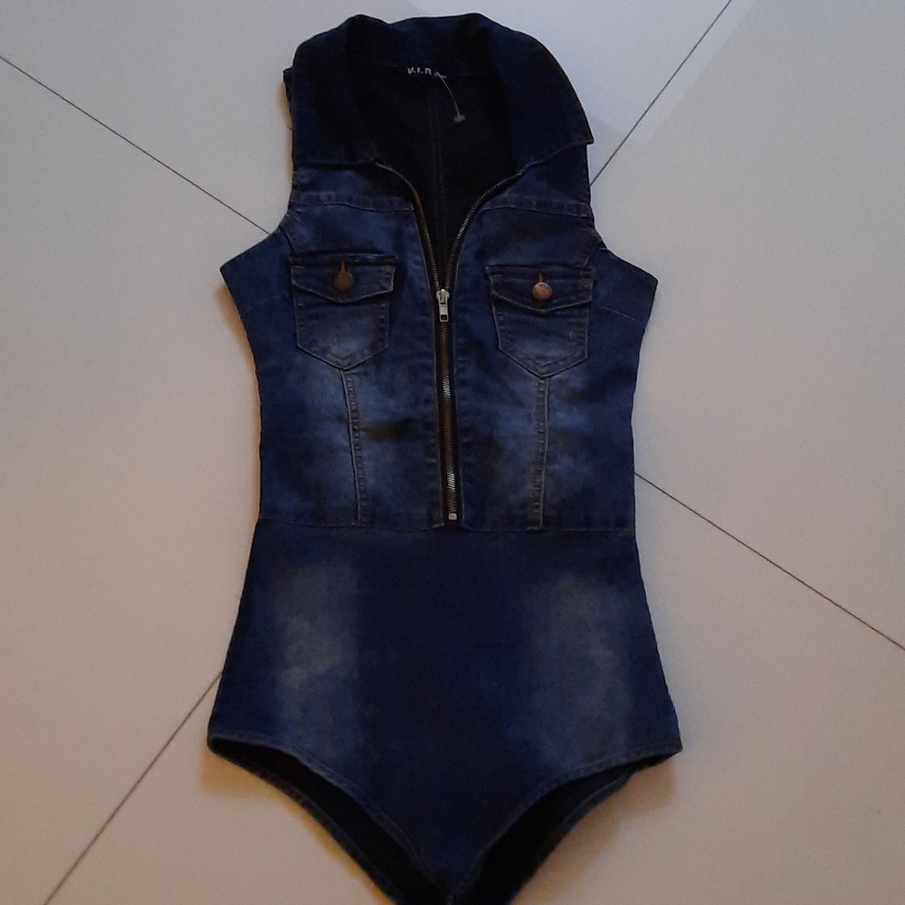 Jean strech body suit